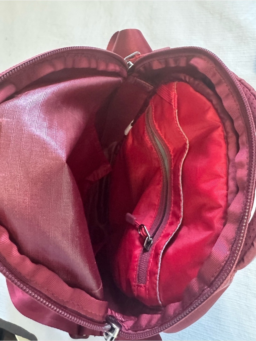 Circular Burgundy Crossbody Bag with Front Zip Pocket - Picture 5 of 8